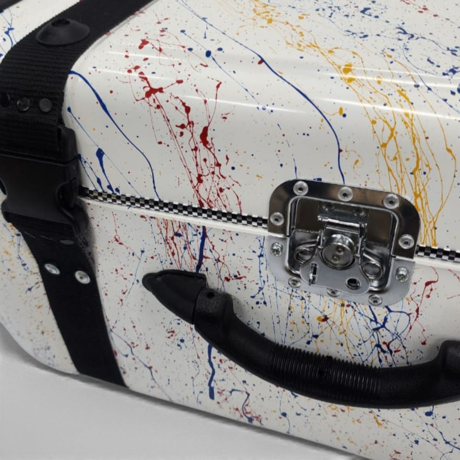 Tabla case with Trolley and 360° wheels for one Tabla and one Bayan - WHITE SPLASH