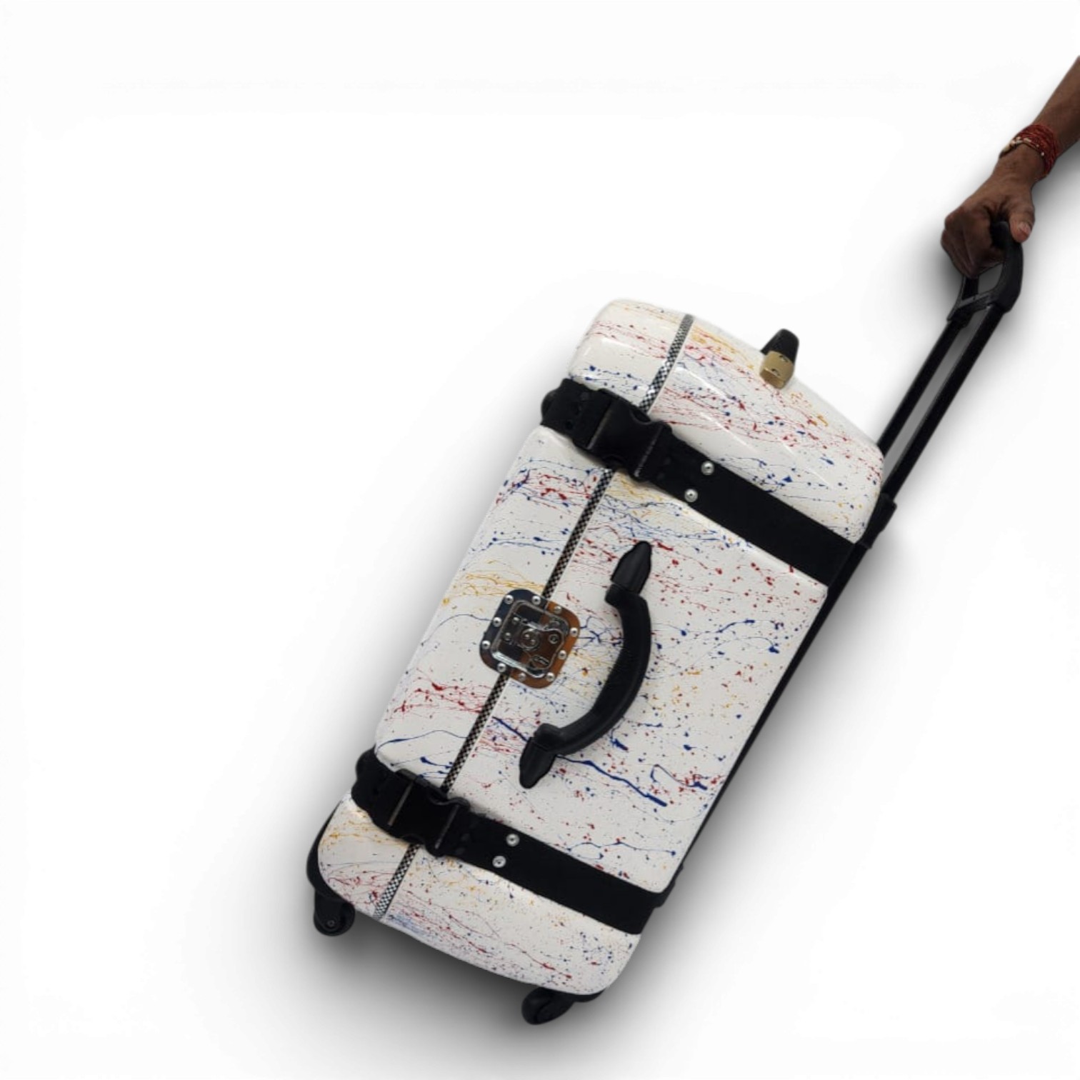Tabla case with Trolley and 360° wheels for one Tabla and one Bayan - WHITE SPLASH