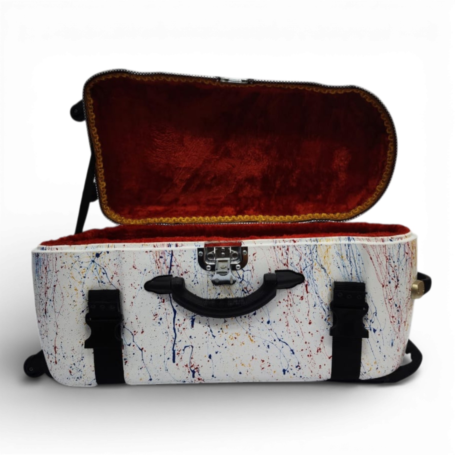 Tabla case with Trolley and 360° wheels for one Tabla and one Bayan - WHITE SPLASH