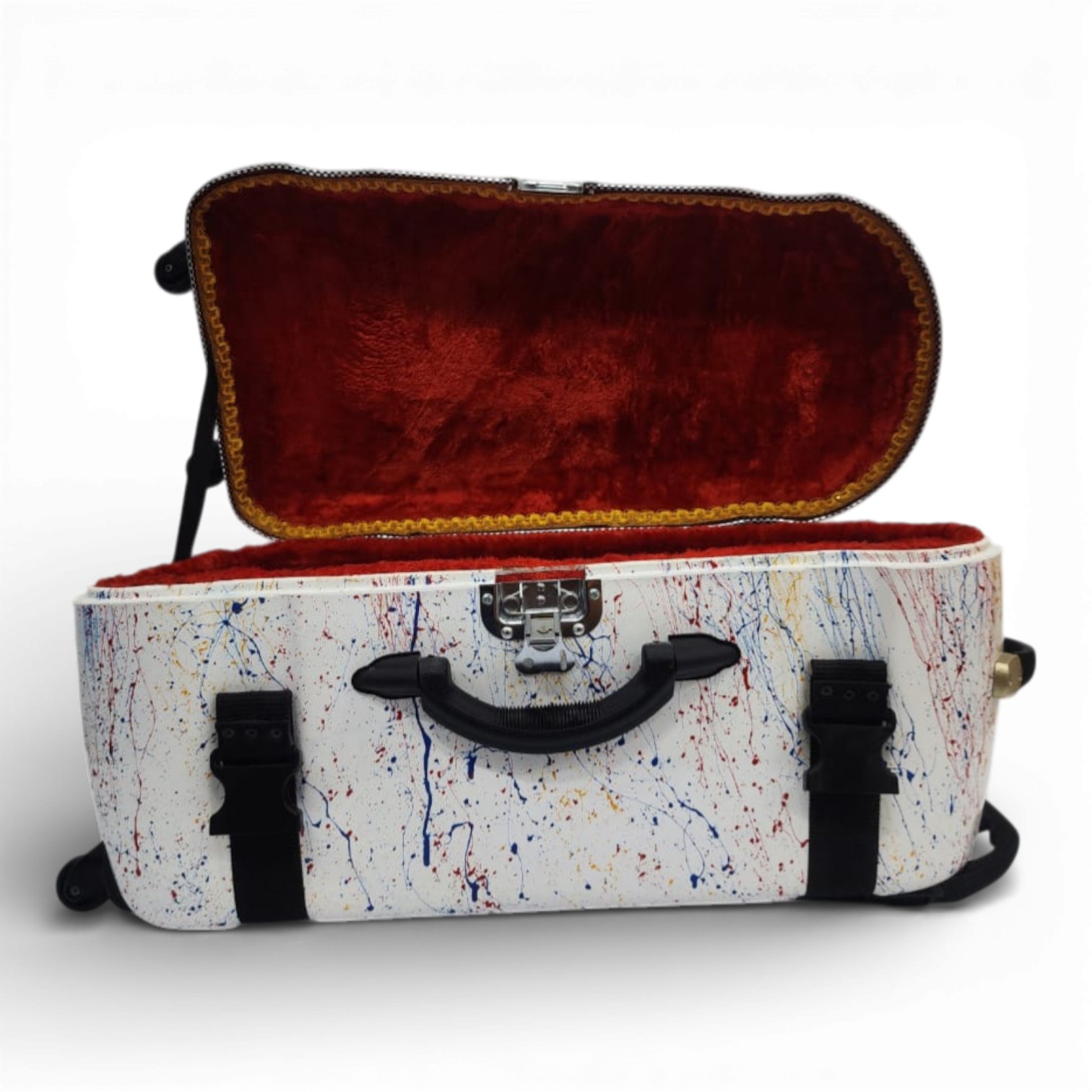 Tabla case with Trolley and 360° wheels for one Tabla and one Bayan - WHITE SPLASH