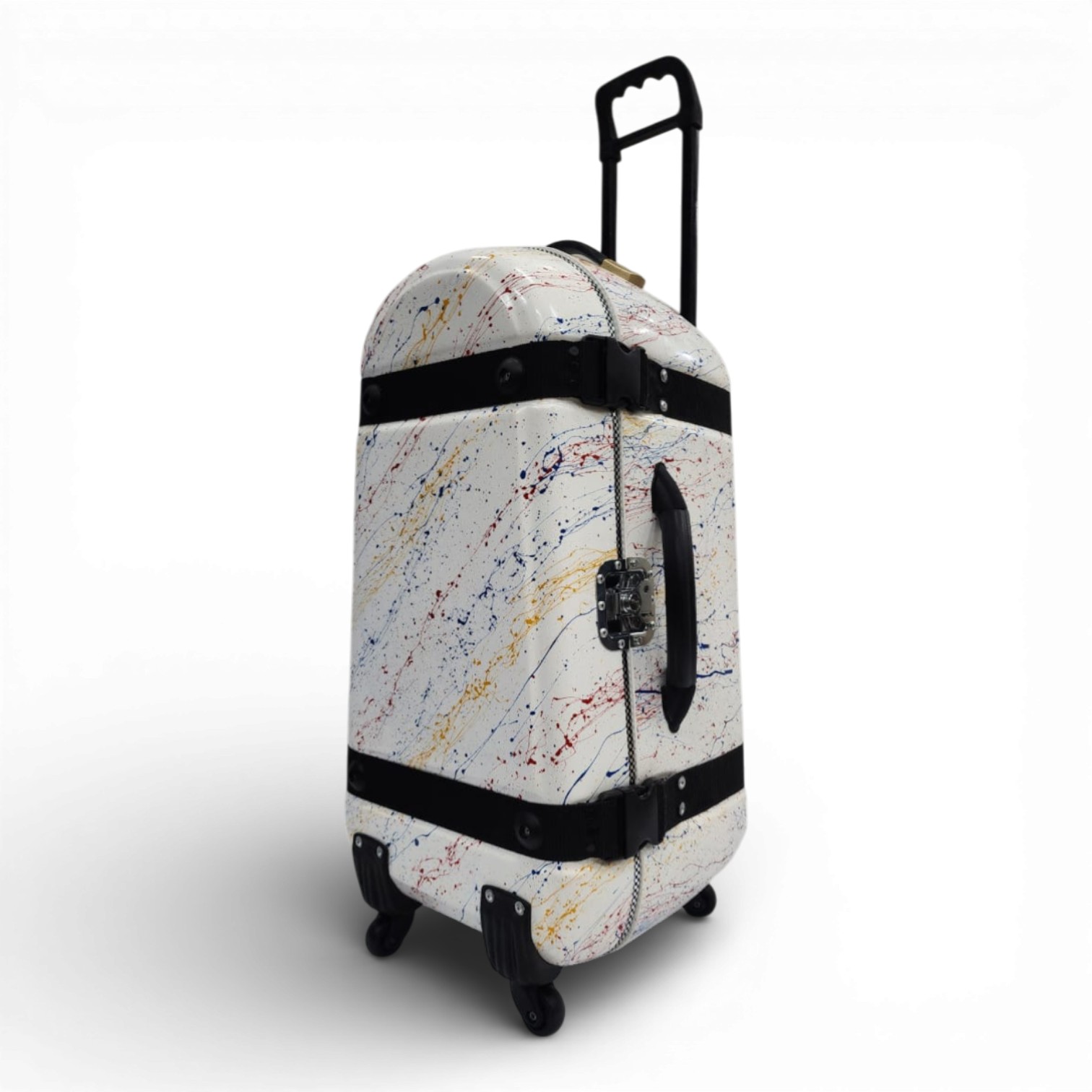 Tabla case with Trolley and 360° wheels for one Tabla and one Bayan - WHITE SPLASH