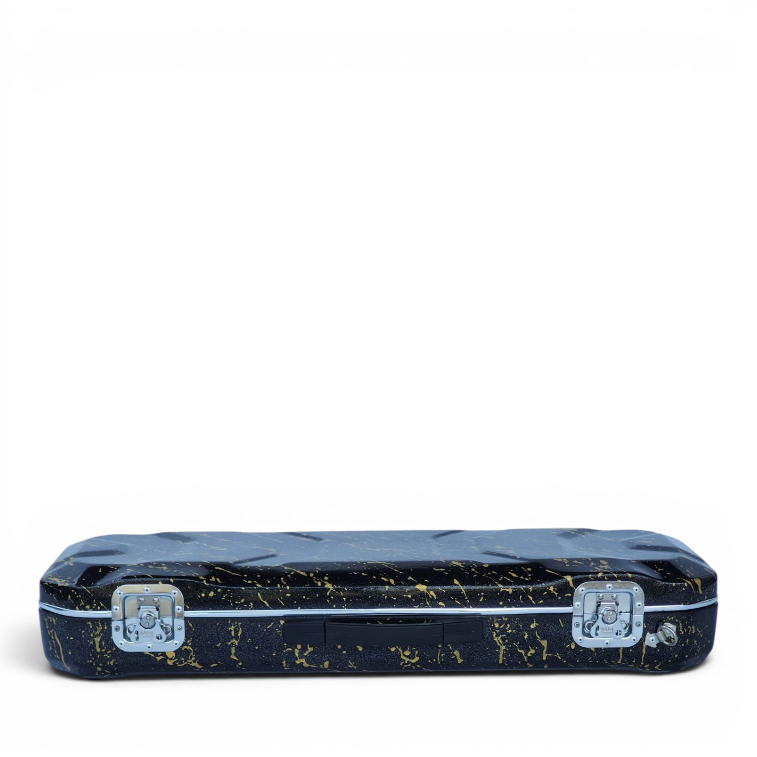Premium Single Violin Fiberglass Case – Black Metallic with Golden Splash