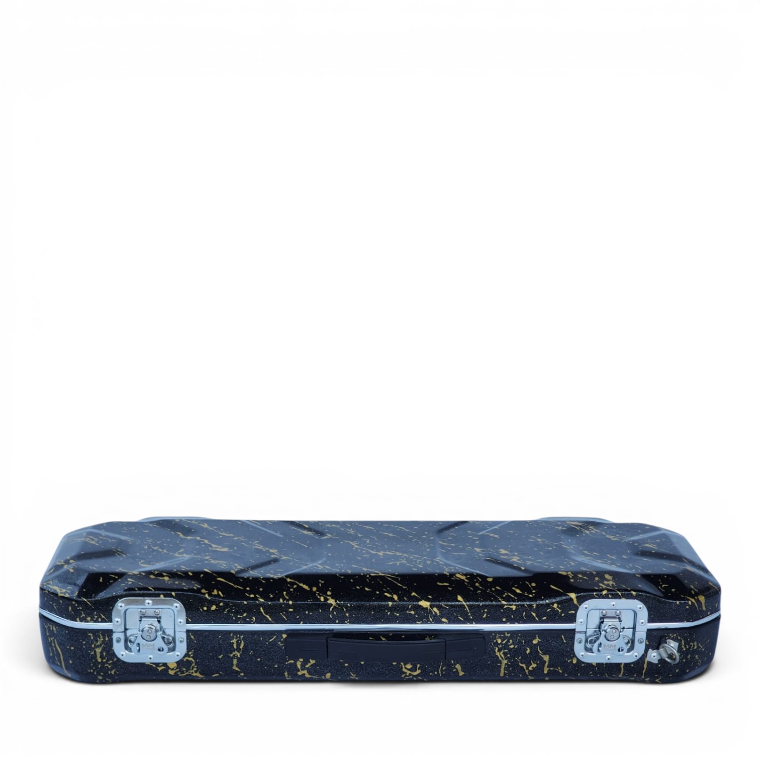 Premium Single Violin Fiberglass Case – Black Metallic with Golden Splash