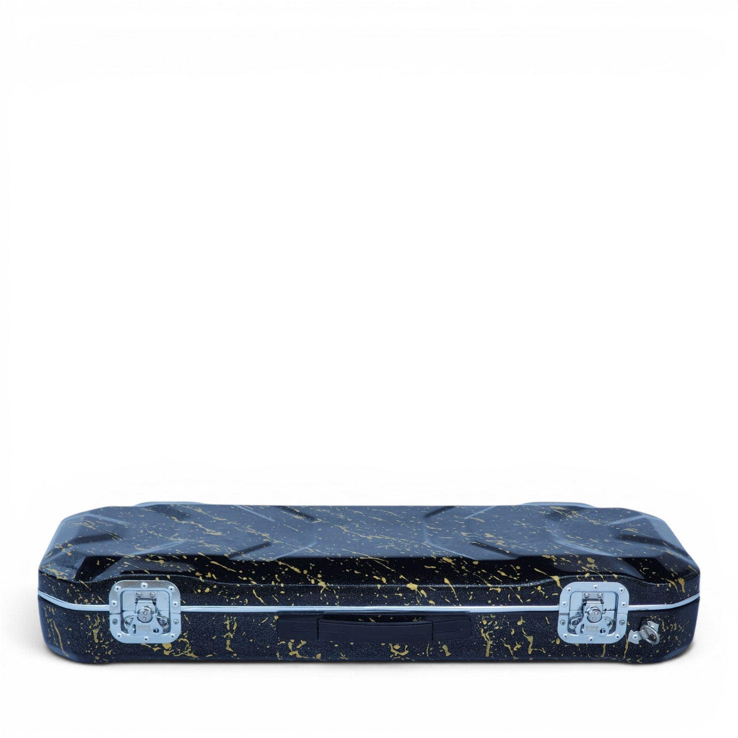Premium Single Violin Fiberglass Case – Black Metallic with Golden Splash