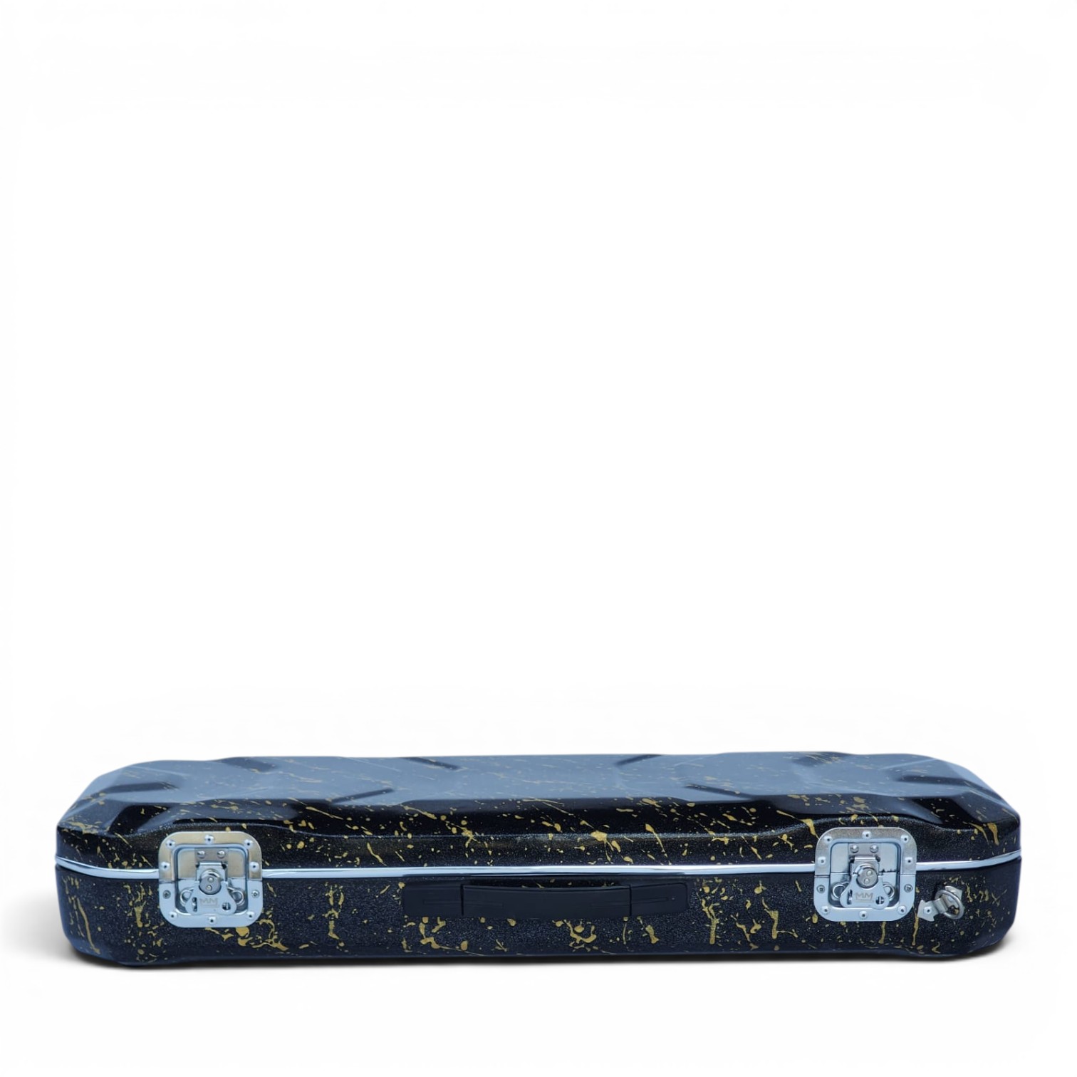 Premium Single Violin Fiberglass Case – Black Metallic with Golden Splash