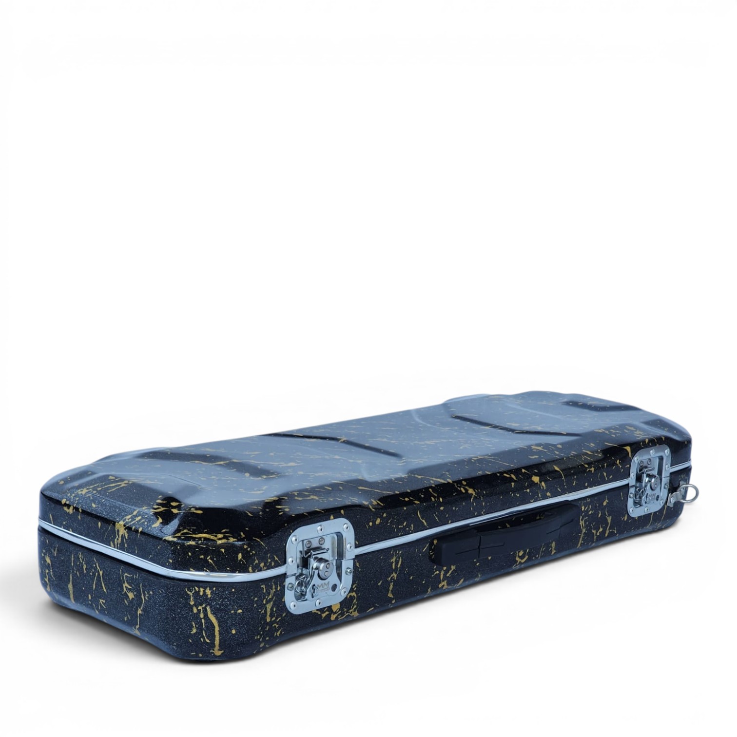 Premium Single Violin Fiberglass Case – Black Metallic with Golden Splash