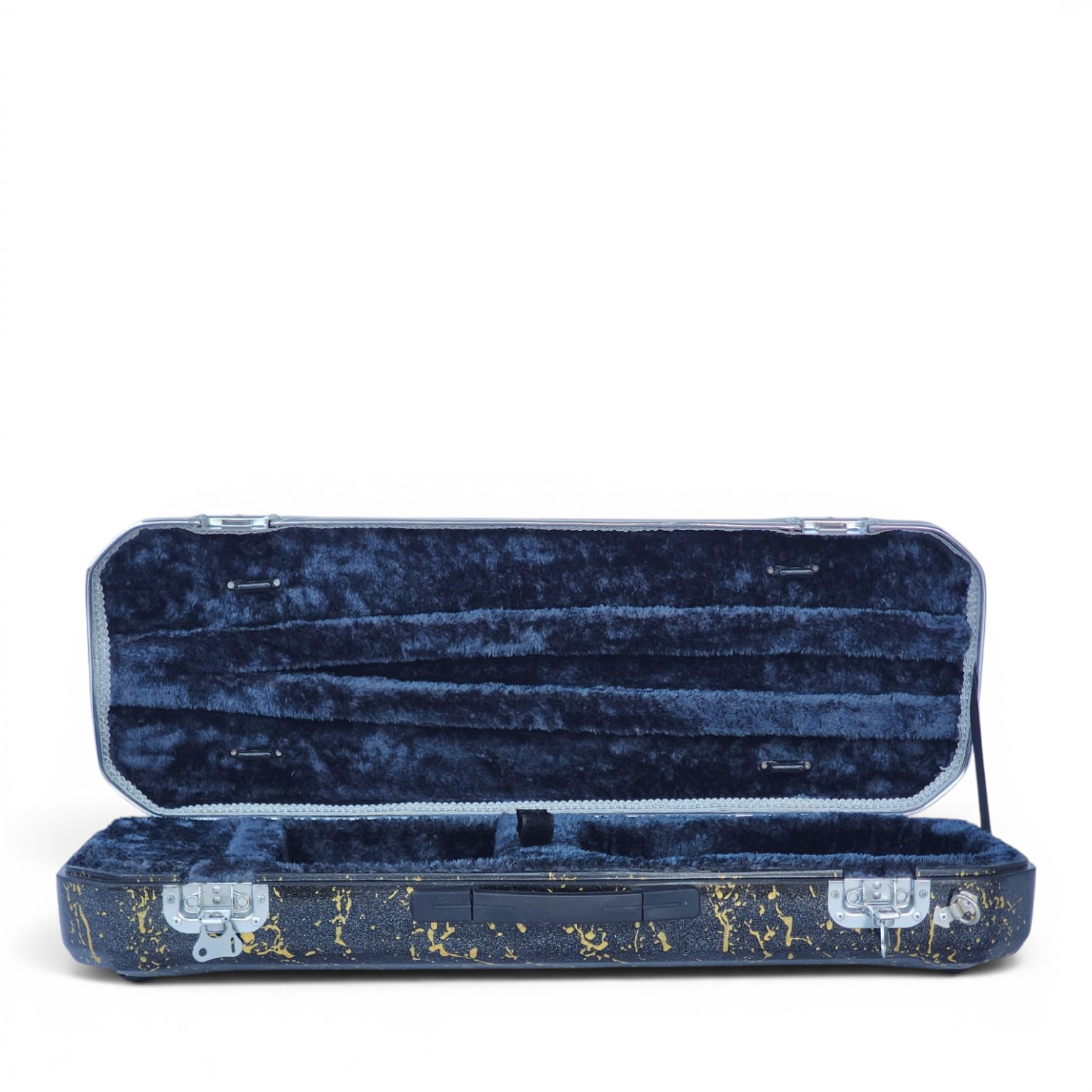 Premium Single Violin Fiberglass Case – Black Metallic with Golden Splash