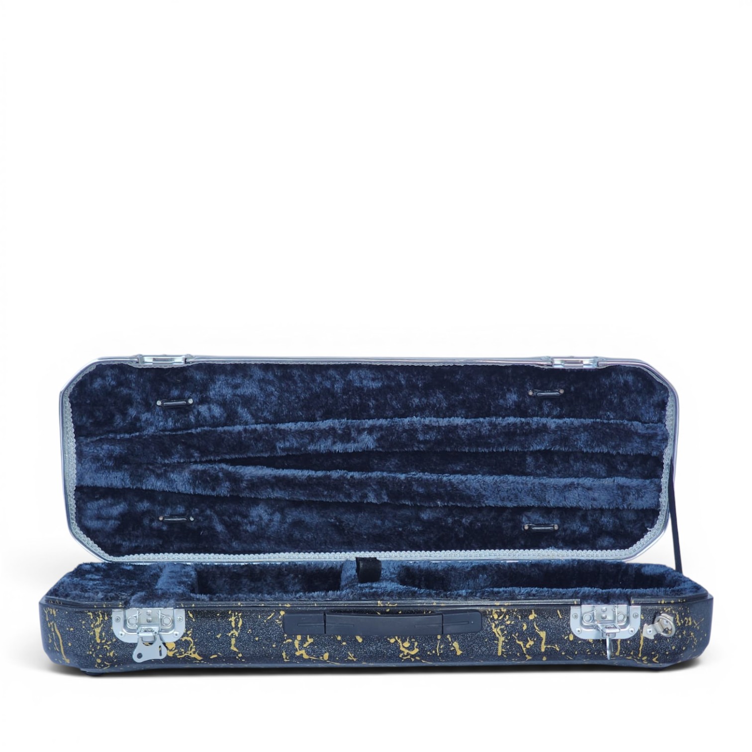 Premium Single Violin Fiberglass Case – Black Metallic with Golden Splash