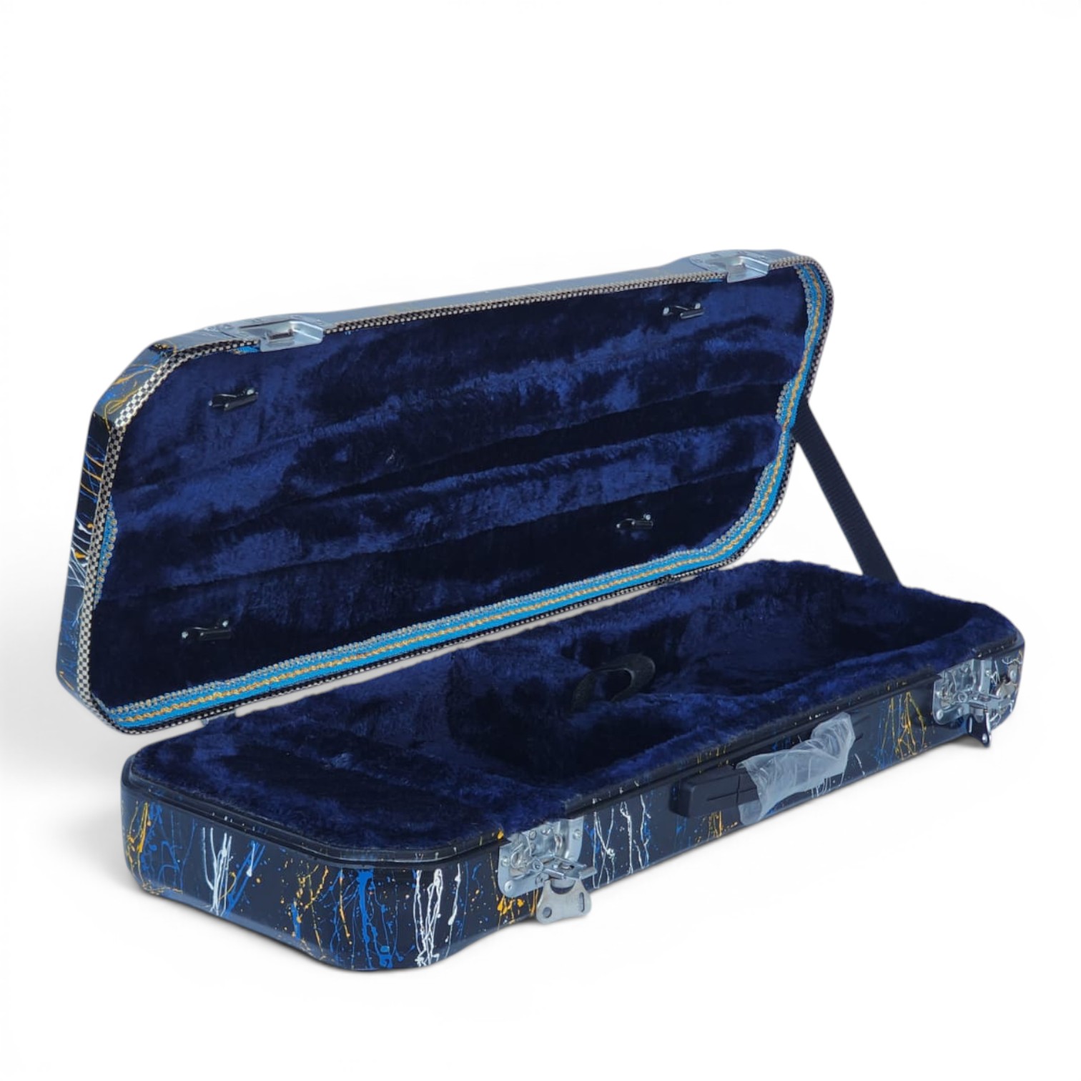 Premium Single Violin Fiberglass Case – Black Splash