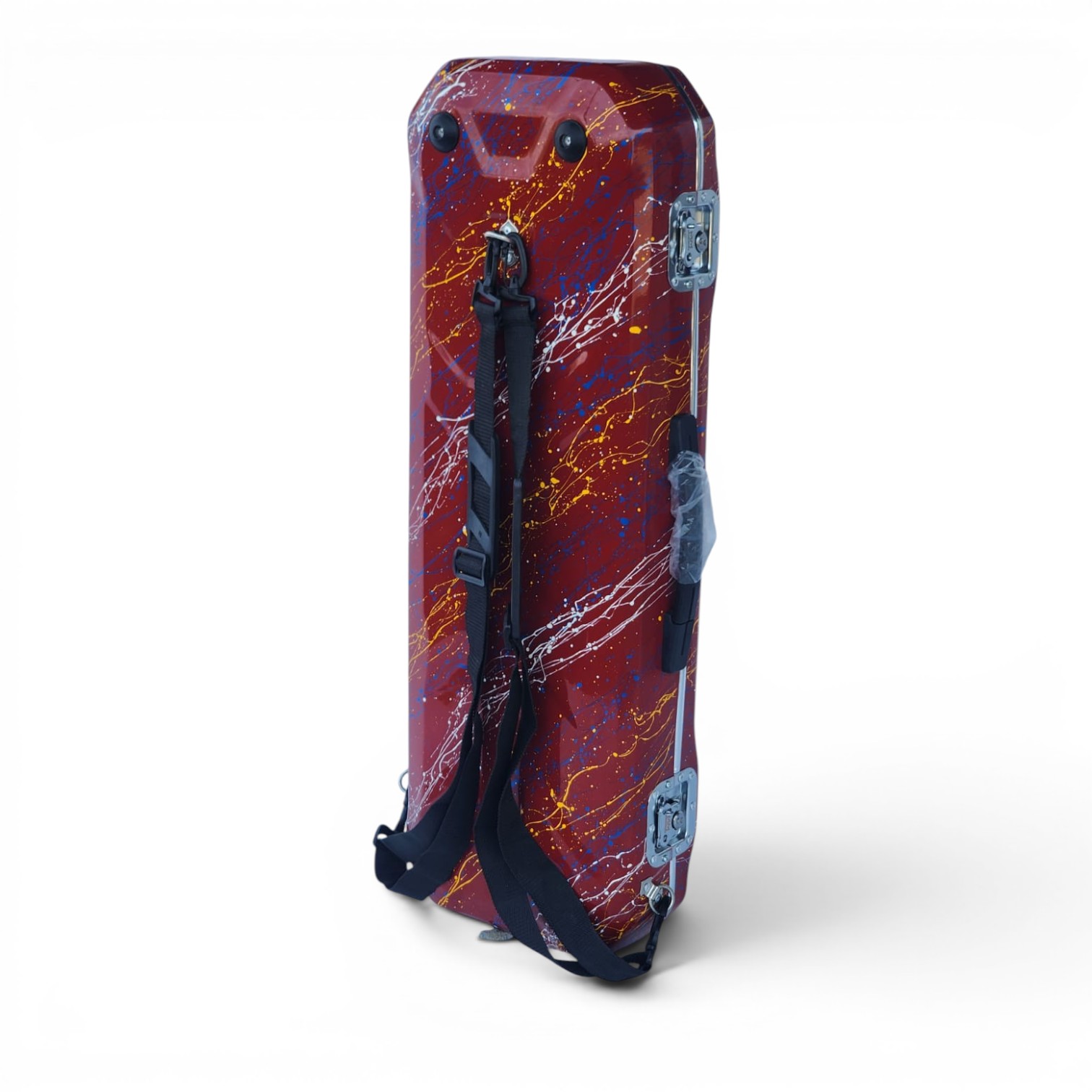 Premium Single Violin Fiberglass Case – Red Splash
