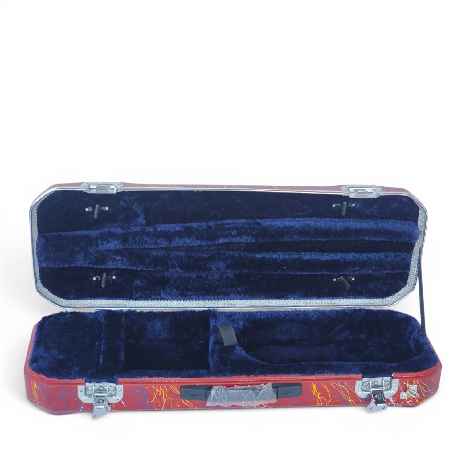 Premium Single Violin Fiberglass Case – Red Splash