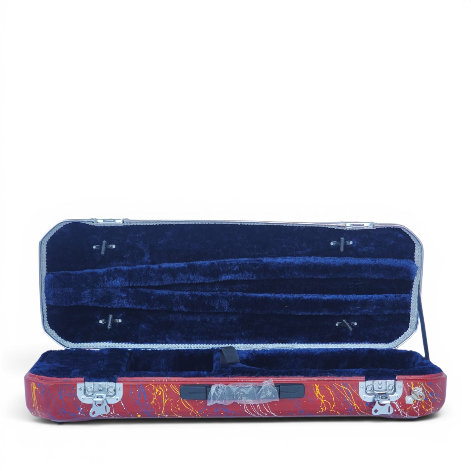 Premium Single Violin Fiberglass Case – Red Splash