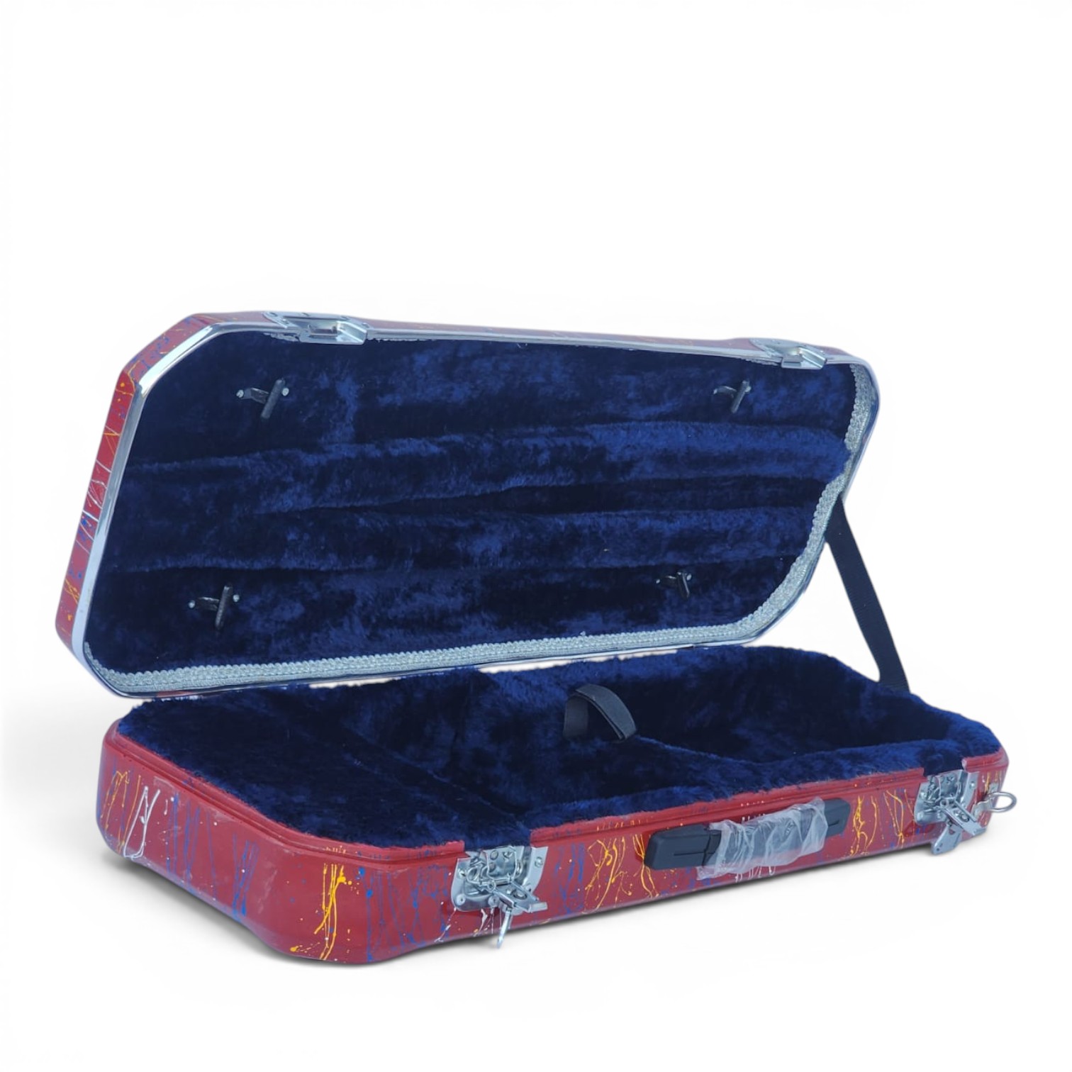 Premium Single Violin Fiberglass Case – Red Splash