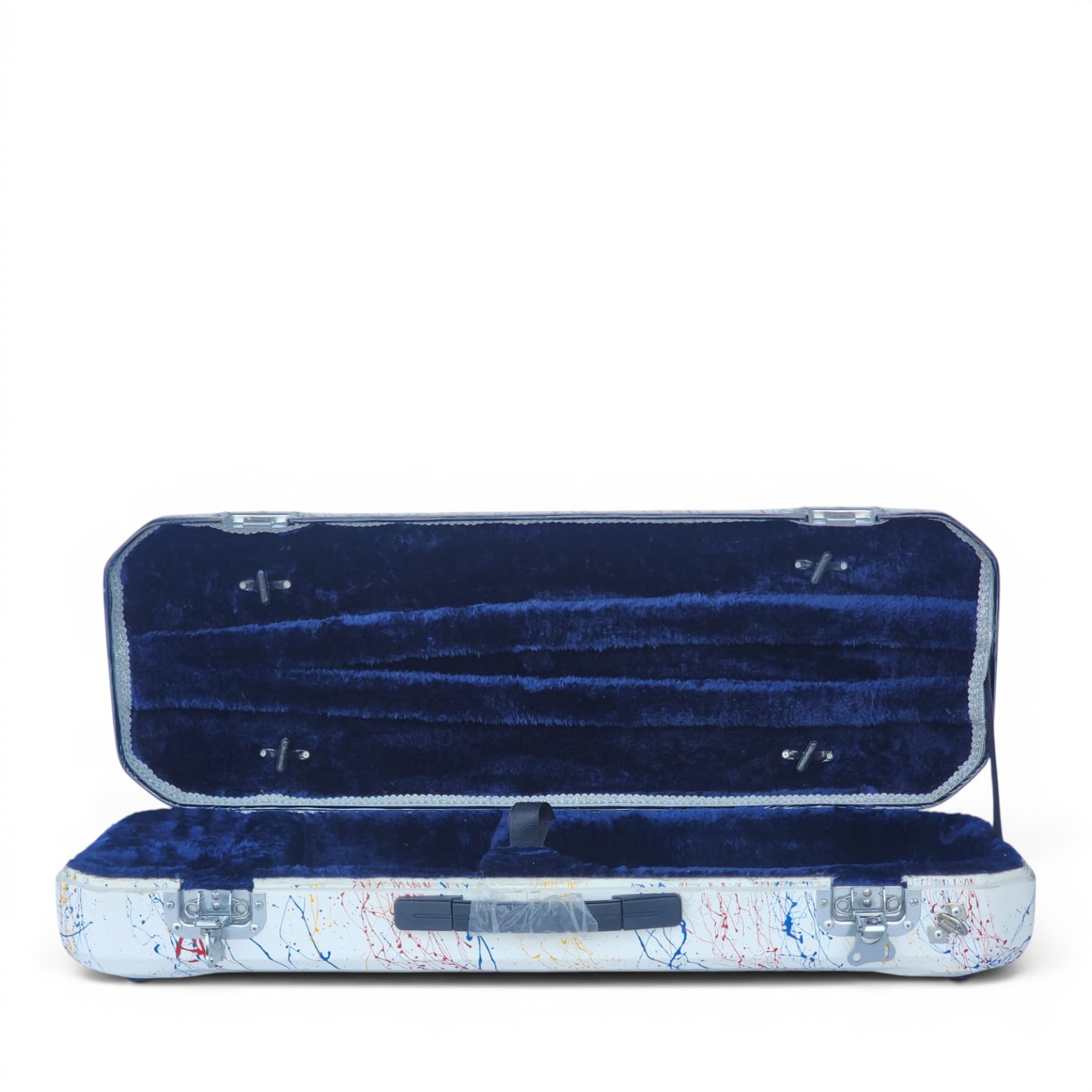 Premium Single Violin Fiberglass Case – White Splash