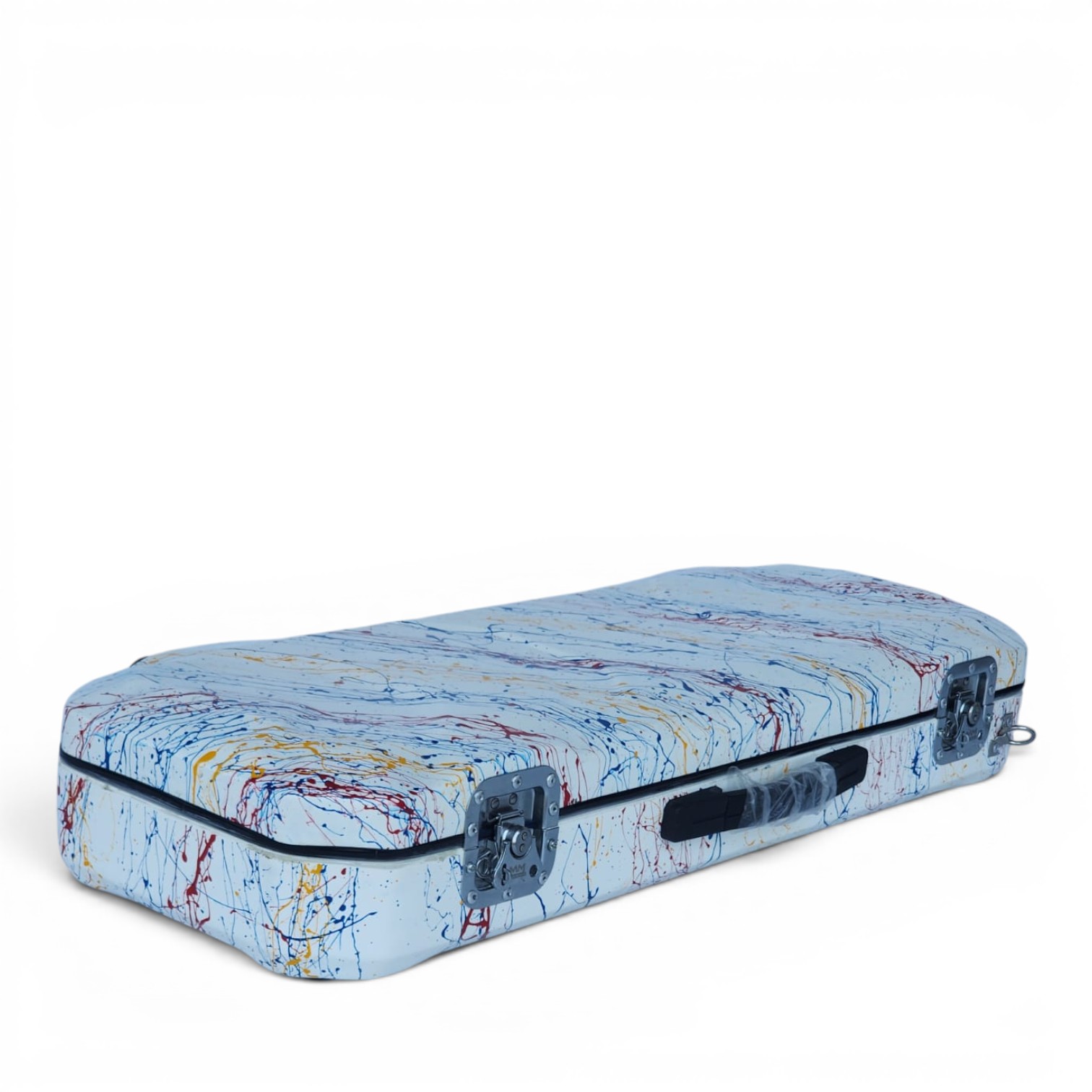 Premium Single Violin Fiberglass Case – White Splash
