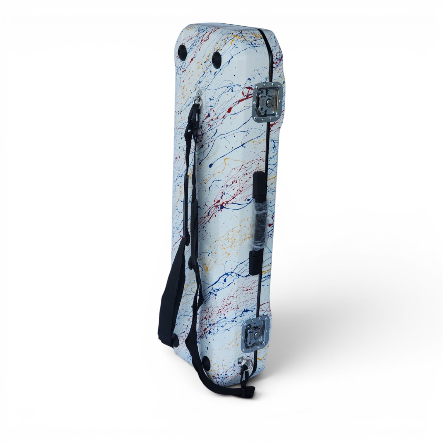 Premium Single Violin Fiberglass Case – White Splash