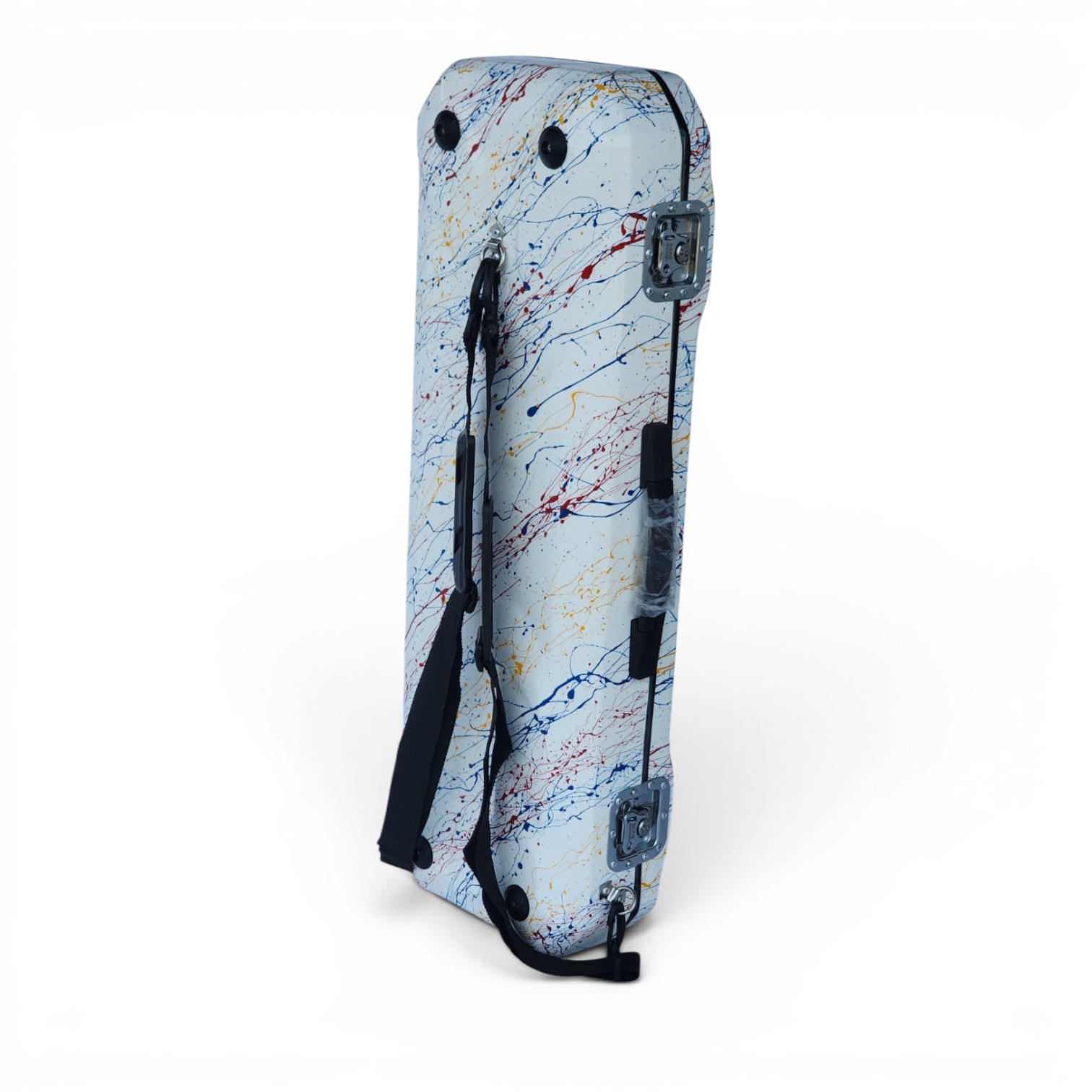 Premium Single Violin Fiberglass Case – White Splash