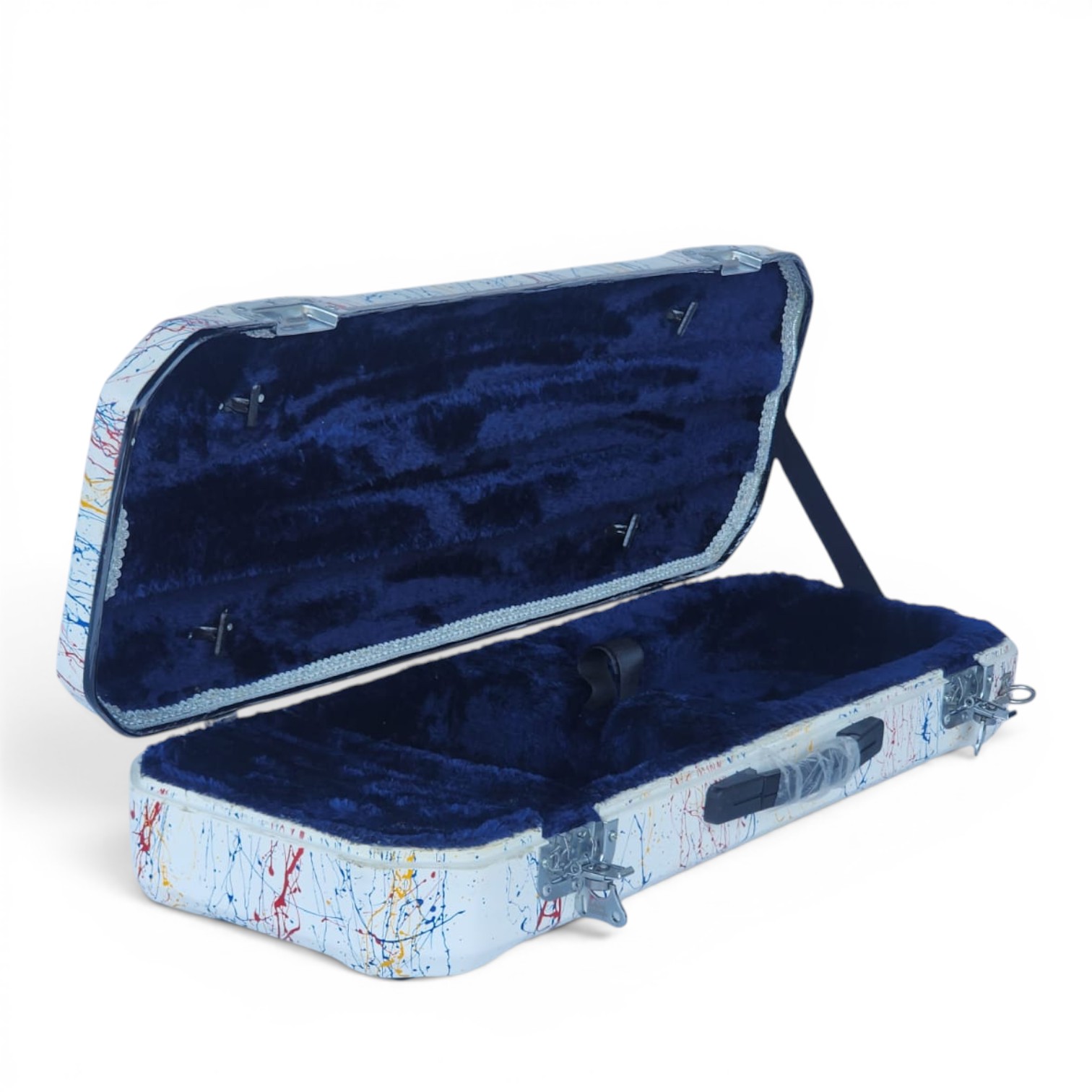 Premium Single Violin Fiberglass Case – White Splash